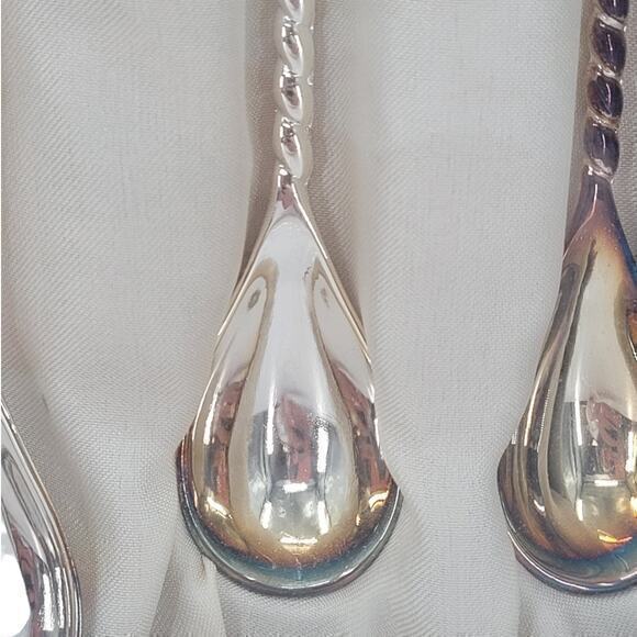Grace Tea Ware Silver Plate Tassel Twist Handle Iced Tea Spoons Set of Four - Picture 9 of 11